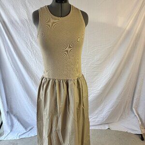 Mango Valvi Ribbed Top Maxi Dress, Tan